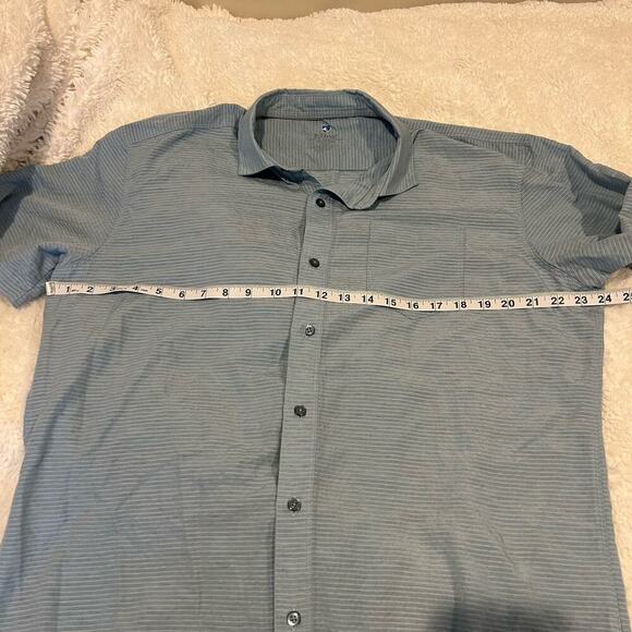 Kuhl Shirt‎ Blue Strip Button-Up Short Sleeve Eluxur Outdoor Mens Sz Lg - Picture 4 of 8